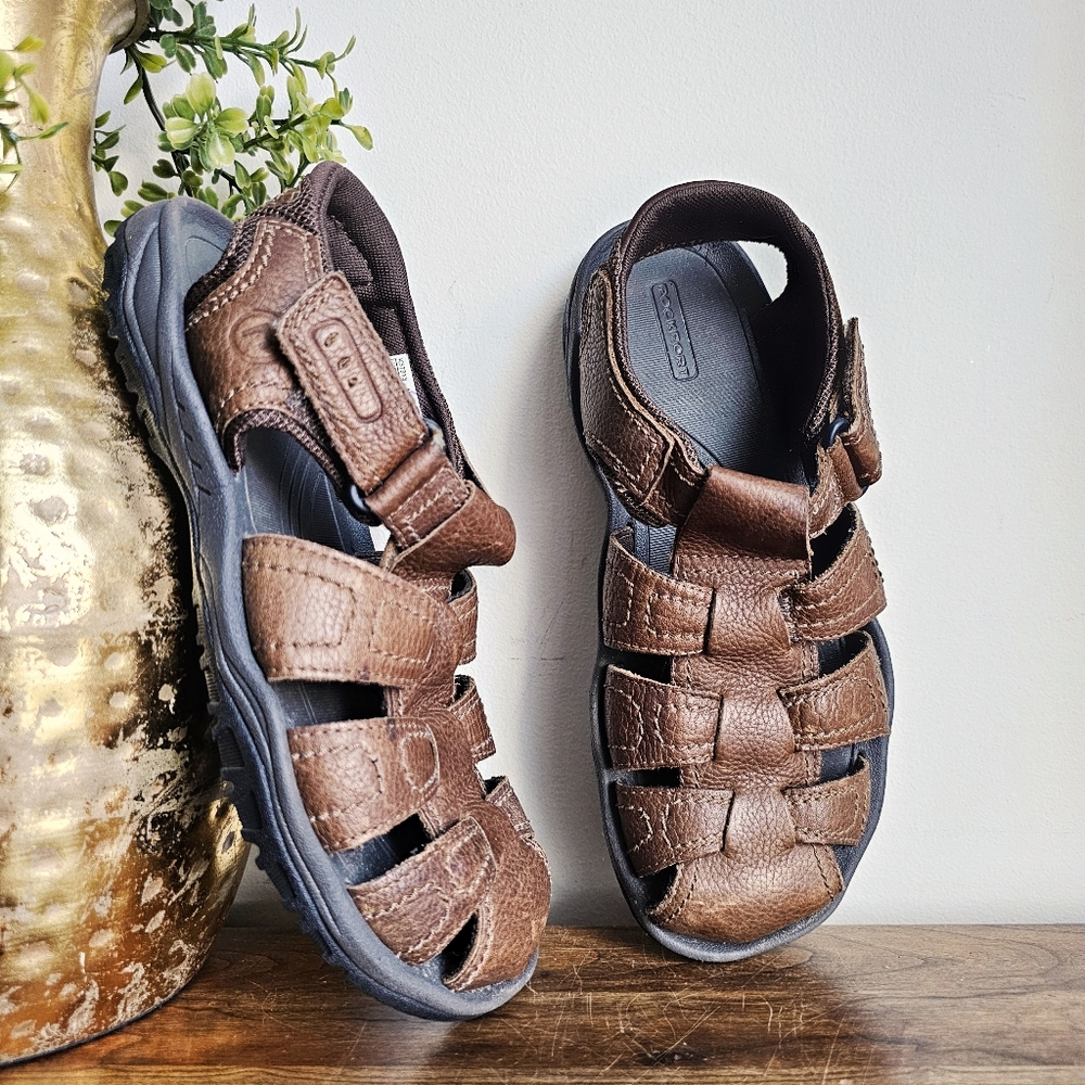 Rockport Men’s Brown Genuine Leather Fisherman Sandals Size 7.5M Comfort